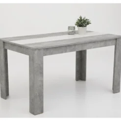 Marije Esstisch 140x80cm- Beton/Weiß/Schwarz