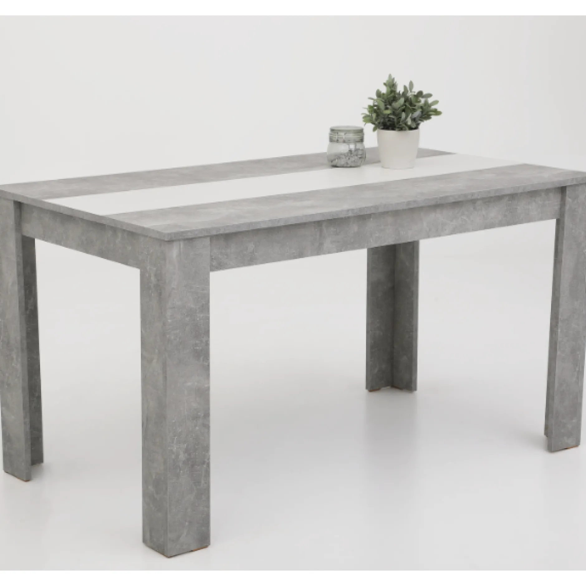 Marije Esstisch 140x80cm- Beton/Weiß/Schwarz