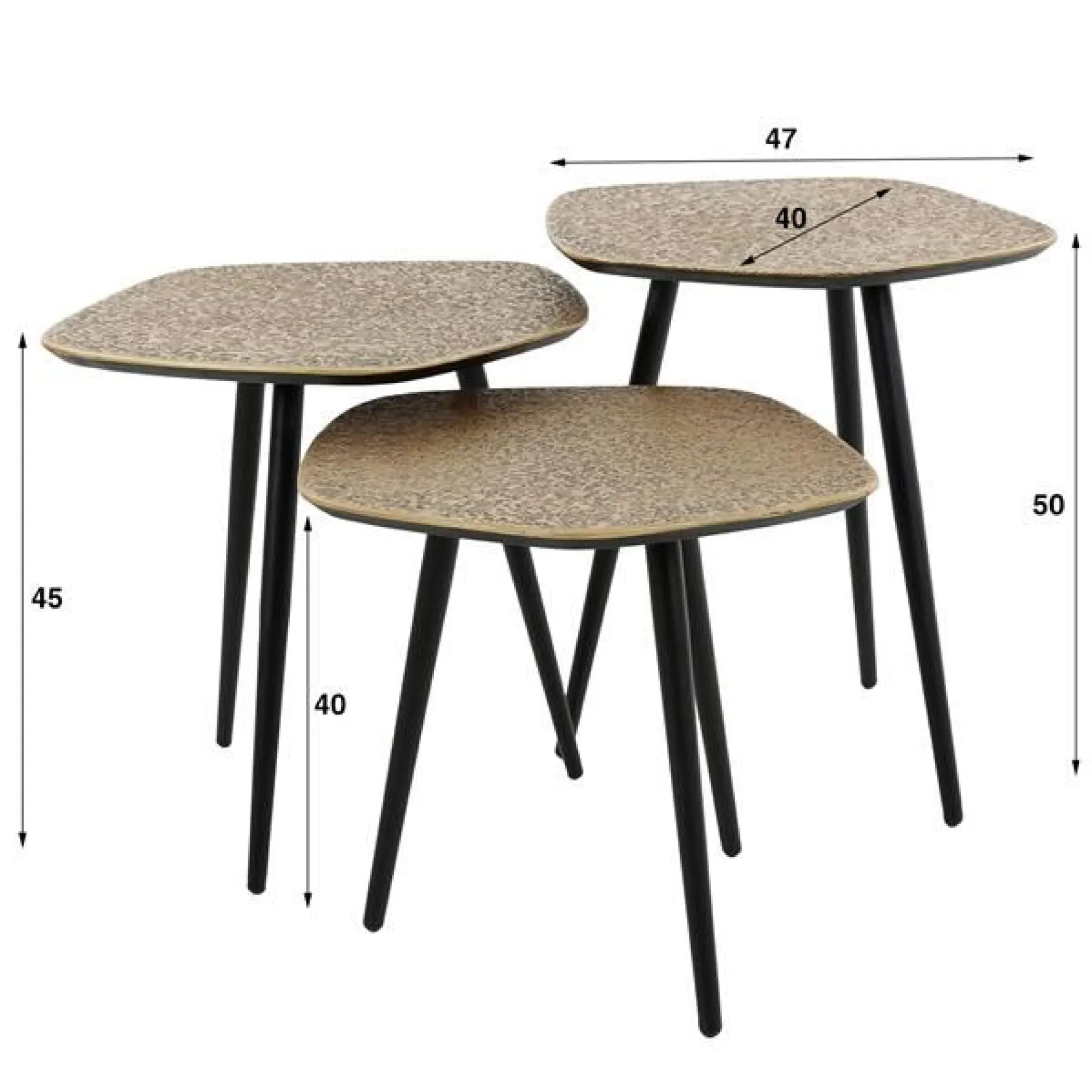 Mariola Couchtisch-Set Bio 3 Tische-antike Bronze