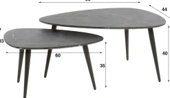 Mariola Satz von 2 Couchtischen 80x44 cm-schwarz-braun