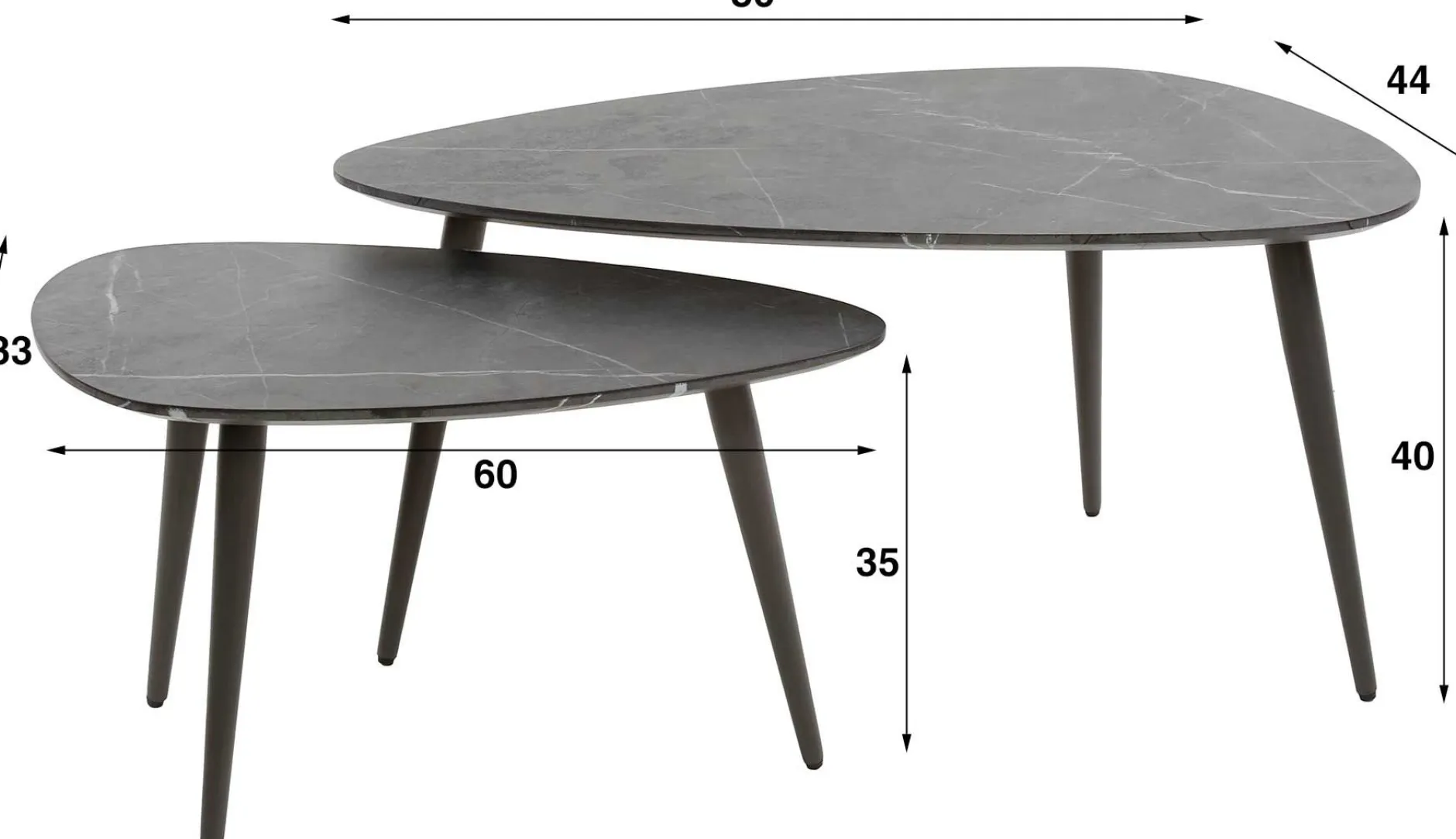 Mariola Satz von 2 Couchtischen 80x44 cm-schwarz-braun