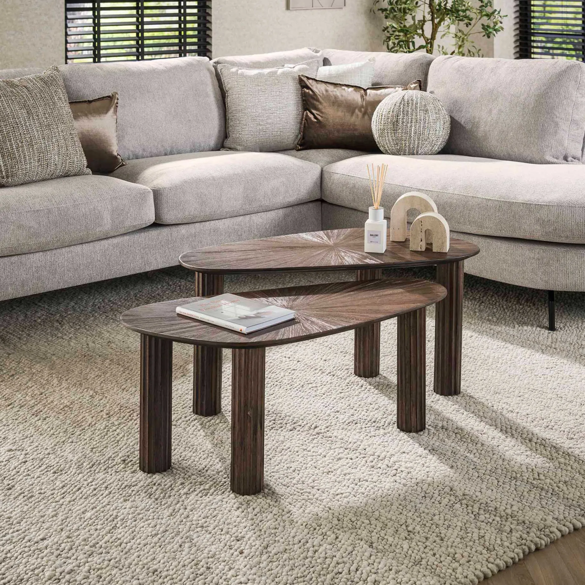 Maya Teak Bio Couchtisch Set/2 - Massiv Teak Espresso