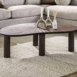 Maya Teak Nieren Couchtisch 110cm - Massiv Teak Espresso