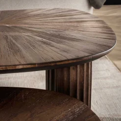 Maya Teak Rechteckiger Couchtisch - Massiv Teak Espresso (2er Set)".