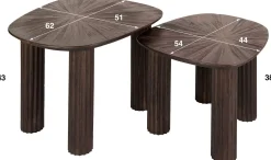 Maya Teak Rechteckiger Couchtisch - Massiv Teak Espresso (2er Set)".