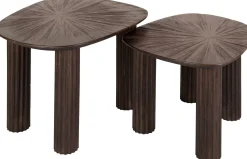 Maya Teak Rechteckiger Couchtisch - Massiv Teak Espresso (2er Set)