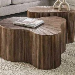 Maya Teak Shamrock Couchtisch Set/2 - Massiv Teak Espresso