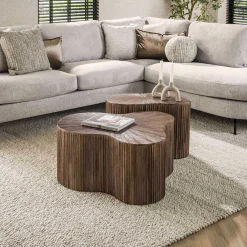 Maya Teak Shamrock Couchtisch Set/2 - Massiv Teak Espresso