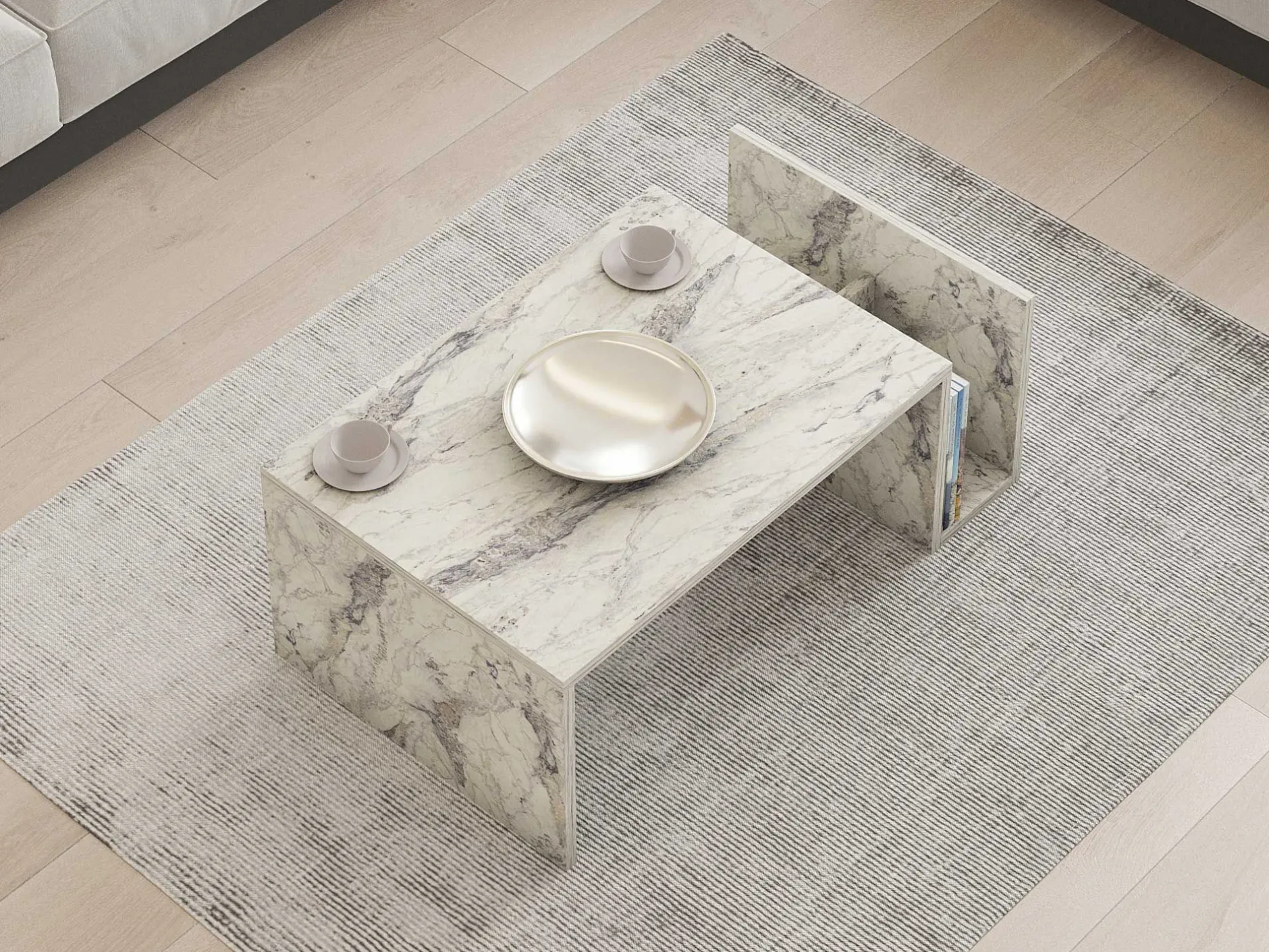 Memo Couchtisch | 100 % MELAMIN | Freesia-Marmor