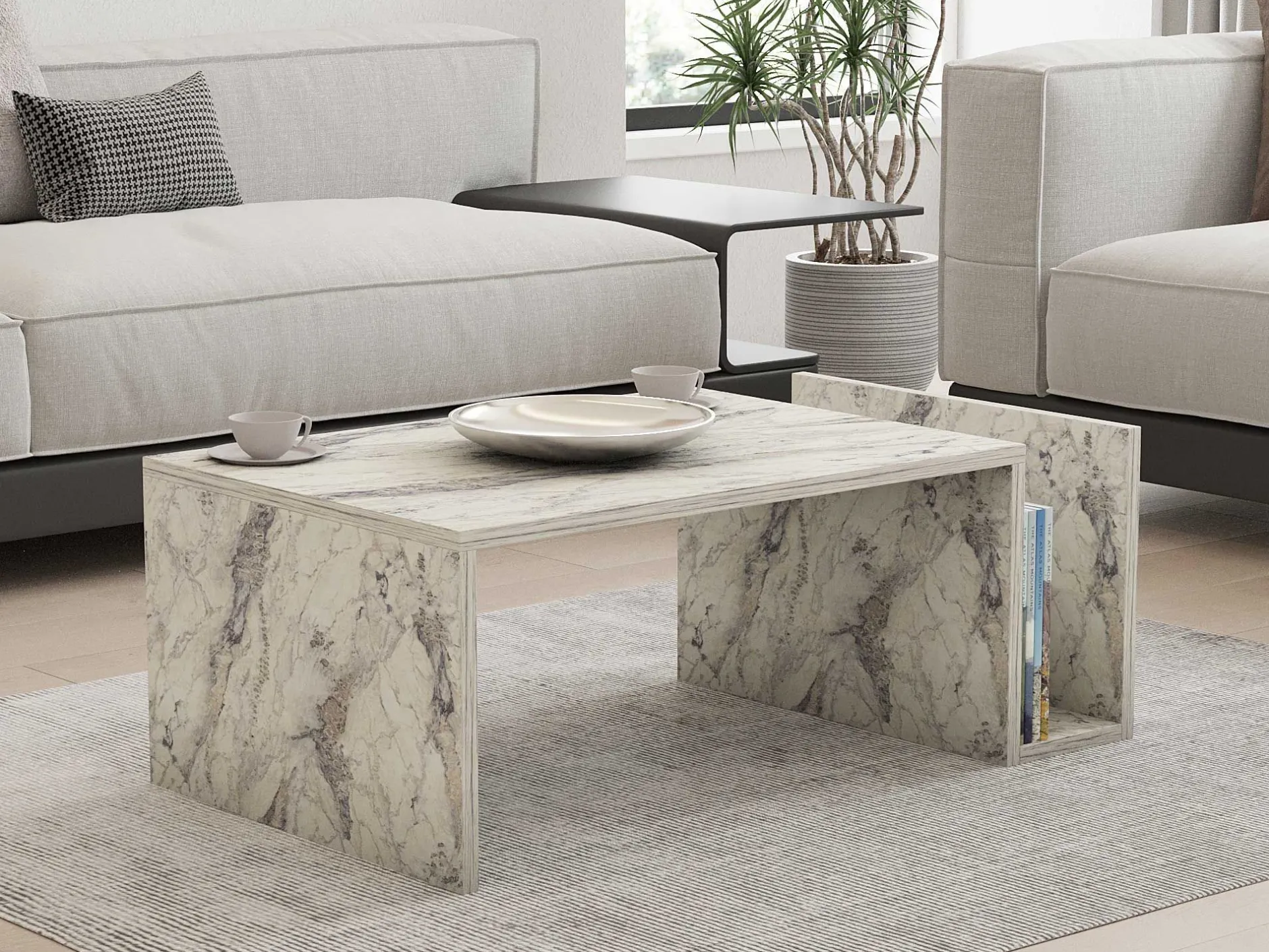 Memo Couchtisch | 100 % MELAMIN | Freesia-Marmor
