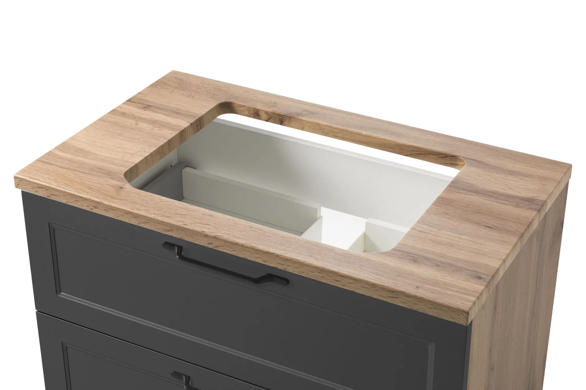 Meran Waschtischunterschrank | 80 x 47 x 65 cm | Eiche grau