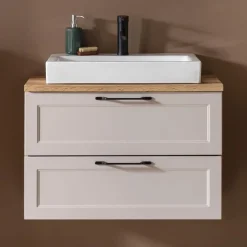 Meran Waschtischunterschrank | 80 x 47 x 65 cm | Eiche kaschmirfarbig