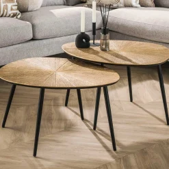 Metallischer Couchtisch in Antikgold Set/2 - Ray Metal Organic