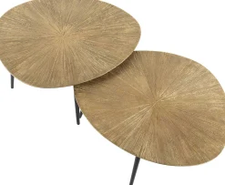 Metallischer Couchtisch in Antikgold Set/2 - Ray Metal Organic