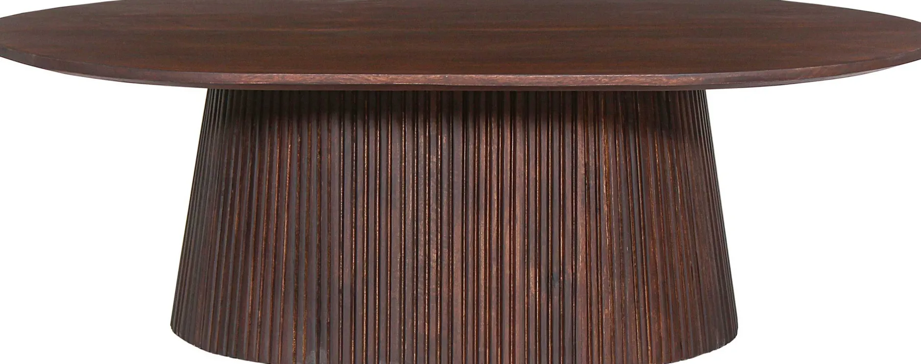 Miguel" Ovaler Couchtisch 120 cm Dunkelbraun | Massivholzstruktur und Platte Mango | H-H 37 x B-L 120 x T-P 70 cm