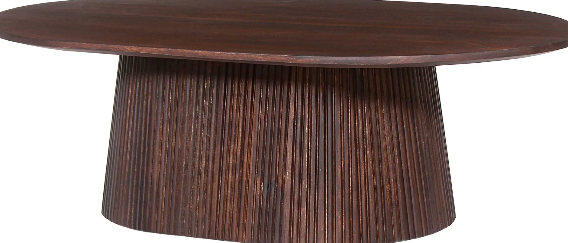 Miguel" Ovaler Couchtisch 120 cm Dunkelbraun | Massivholzstruktur und Platte Mango | H-H 37 x B-L 120 x T-P 70 cm