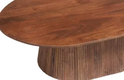 Miguel" Ovaler Couchtisch 120 cm hellbraun | Massivholzstruktur und Platte Mango | H-H 37 x B-L 120 x T-P 70 cm