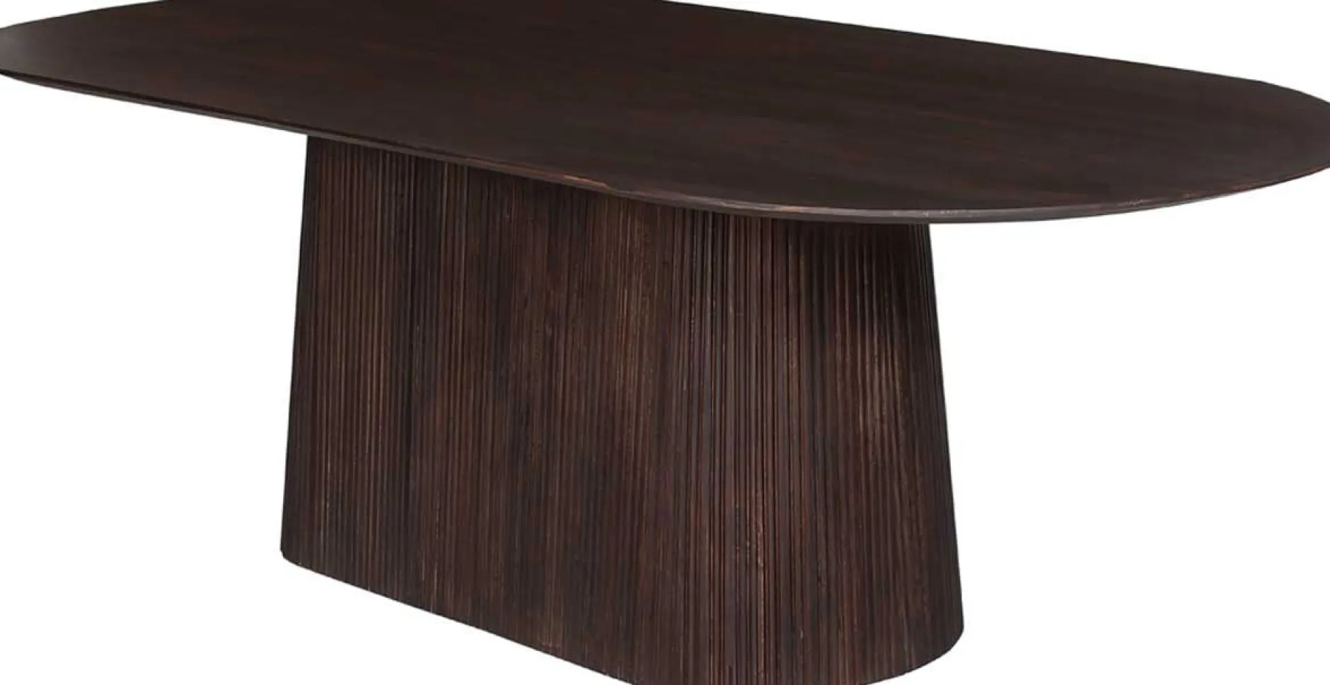 Miguel Oval Esstisch 230cm Dunkelbraun | Massivholz Mango Struktur und Platte
