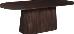 Miguel Oval Esstisch 230cm Dunkelbraun | Massivholz Mango Struktur und Platte