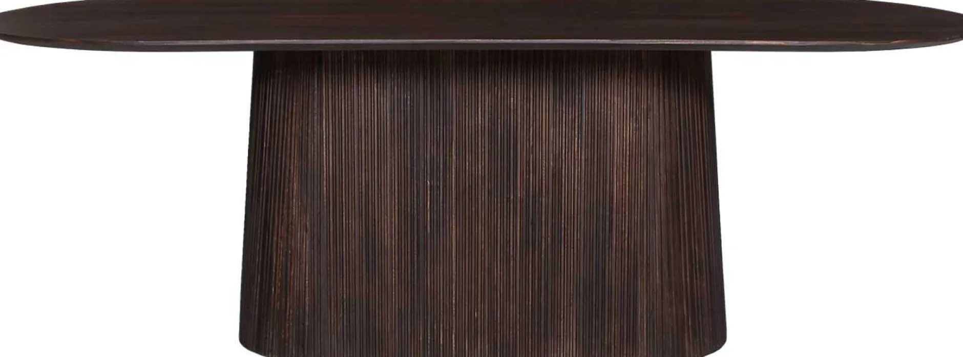 Miguel Oval Esstisch 230cm Dunkelbraun | Massivholz Mango Struktur und Platte