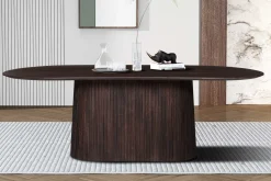 Miguel Oval Esstisch 230cm Dunkelbraun | Massivholz Mango Struktur und Platte