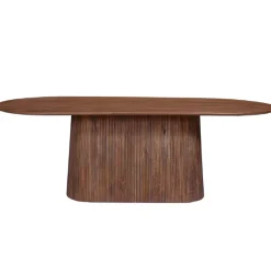 Miguel Oval Esstisch 230cm Hellbraun | Massivholz Mango Struktur und Platte