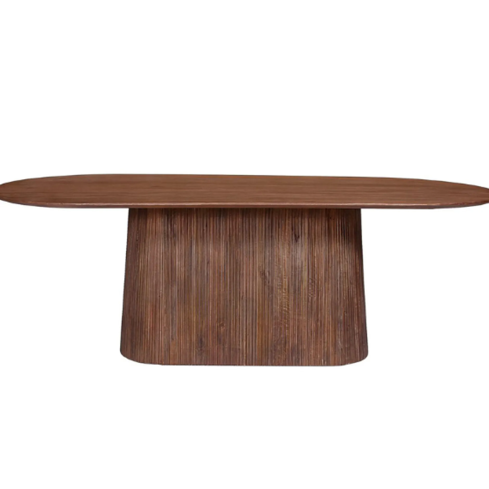 Miguel Oval Esstisch 230cm Hellbraun | Massivholz Mango Struktur und Platte