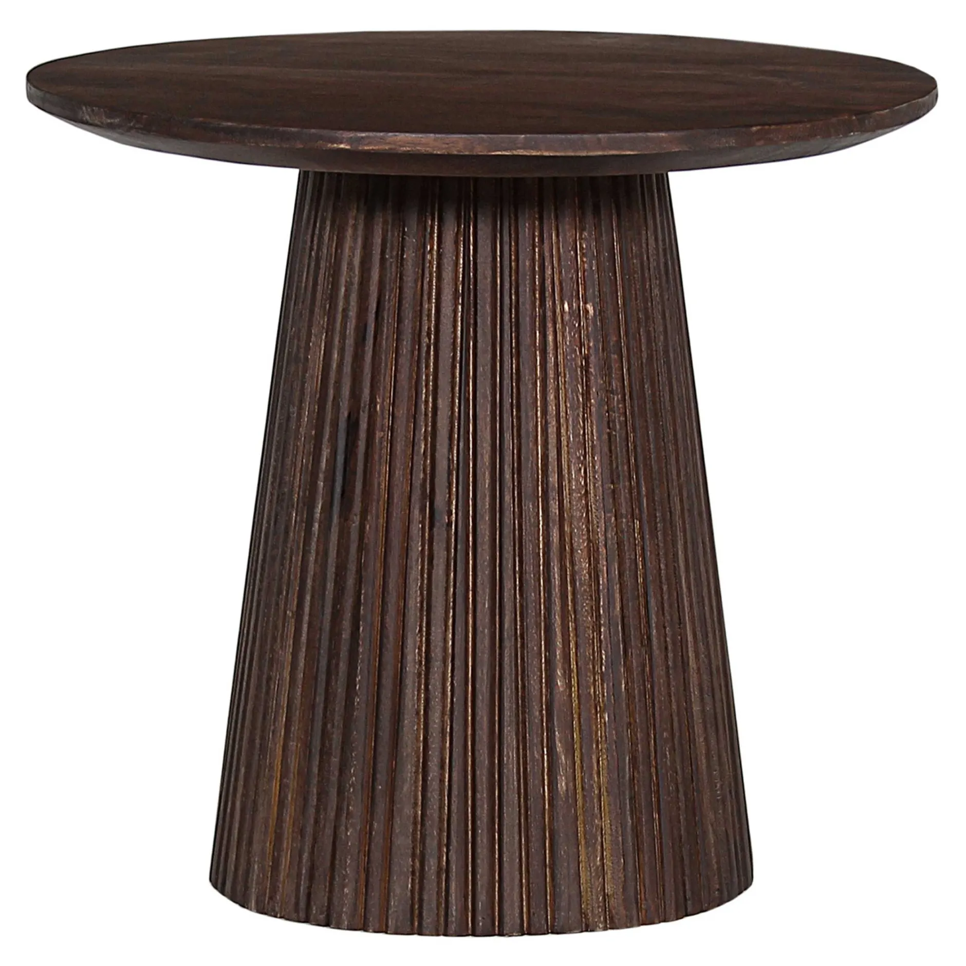 Miguel Runder Couchtisch 50cm Dunkelbraun | Massivholz Mango | H46 x B50 x T50cm