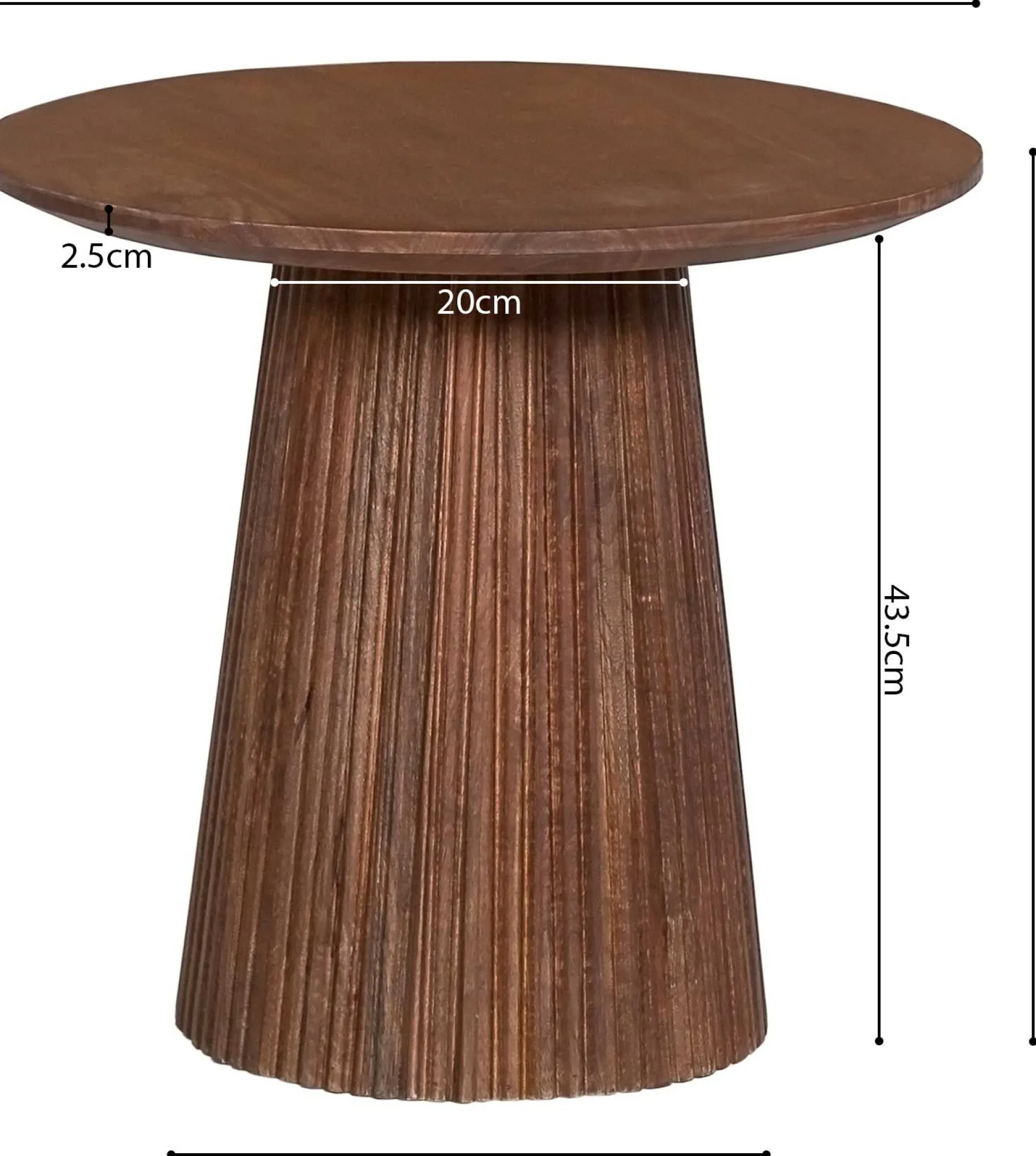 Miguel Runder Couchtisch 50cm Hellbraun | Massivholz Mango | H46 x B50 x T50cm