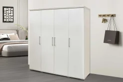 Mike 4-türiger Kleiderschrank: Weiß | 183x160x52cm