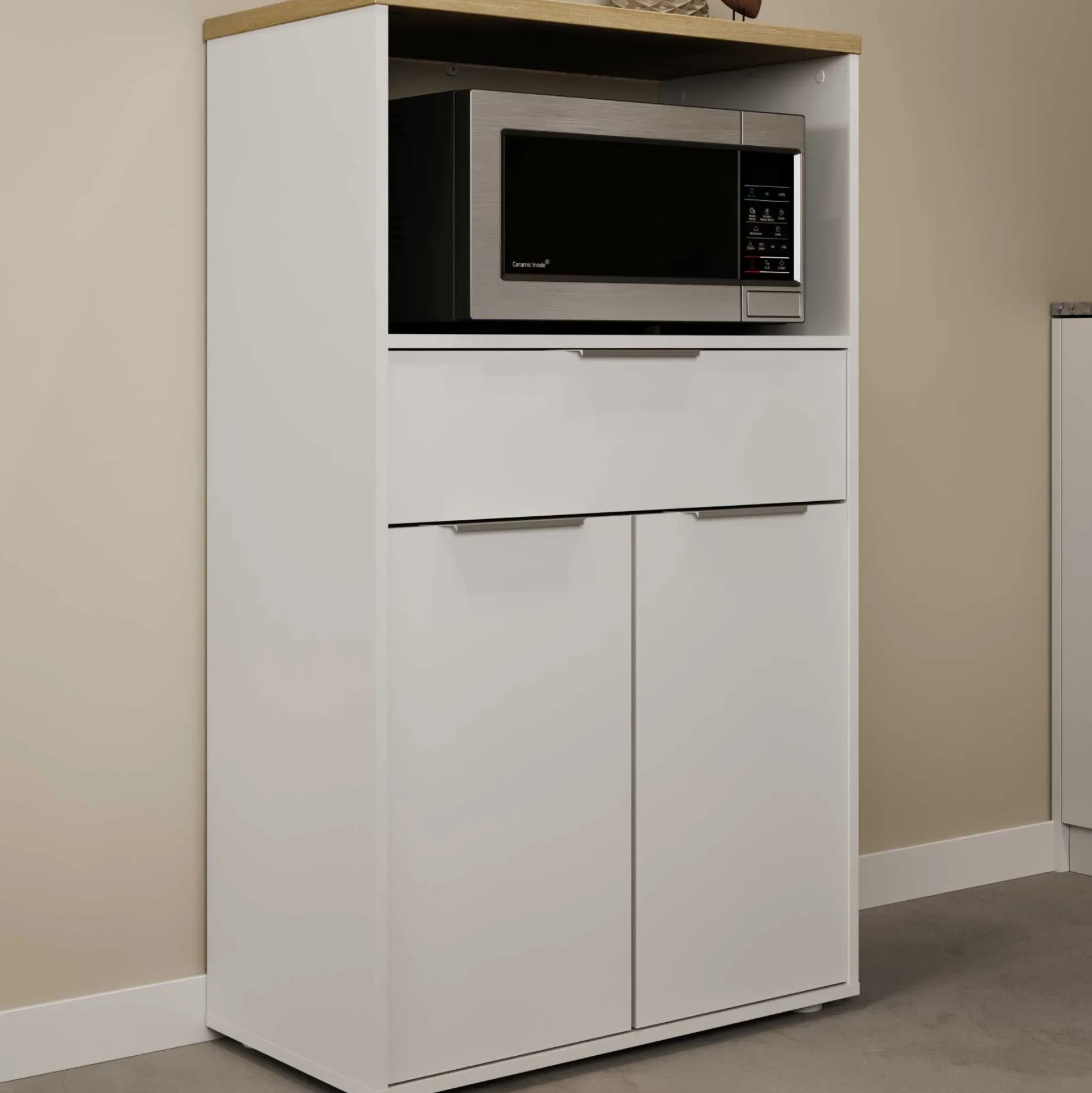 Mikrowellenschrank Access | 70,5 x 39,6 x 122,7 cm | Weiß