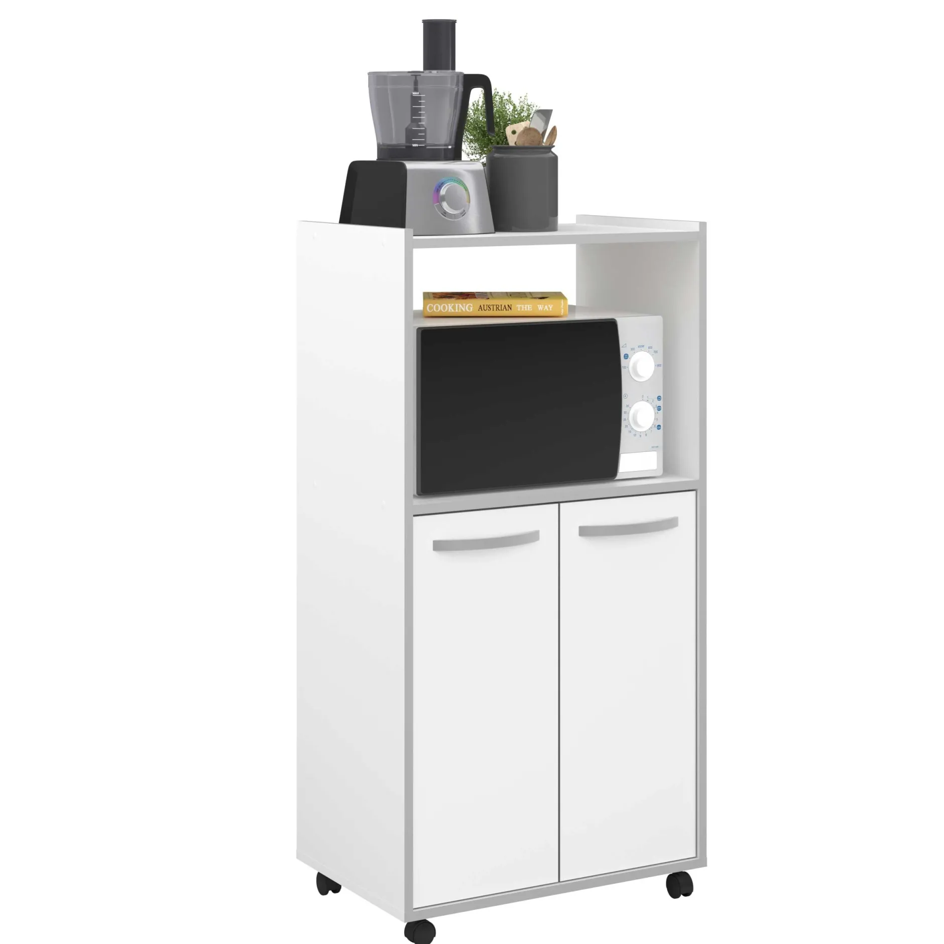 Mikrowellenschrank Easy 60cm, 2 Türen - weiß/grau