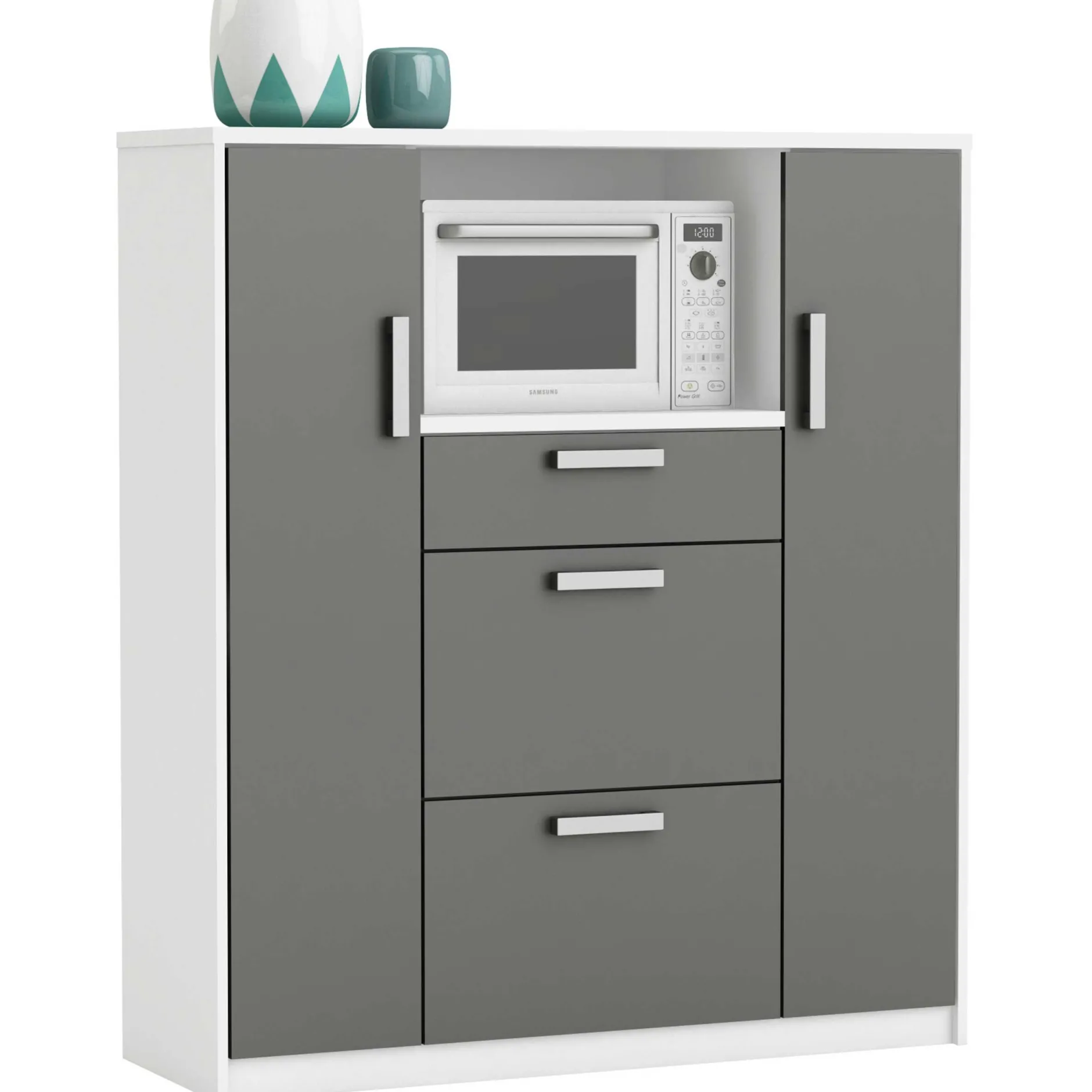 Mikrowellenschrank Flavor - 40x116x132 cm - Dunkelgrau/melaminbeschichtete Spanplatte