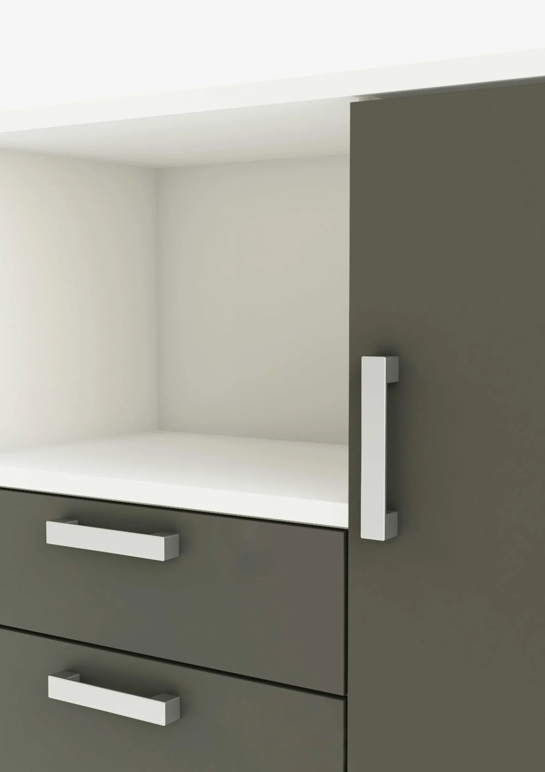 Mikrowellenschrank Flavor - 40x116x132 cm - Dunkelgrau/melaminbeschichtete Spanplatte