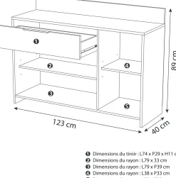 Mikrowellenschrank Michael 1 Schublade, 2 offene Fächer, 1 Flügeltür und 1 Einlegeboden-robuste Eiche/schwarz