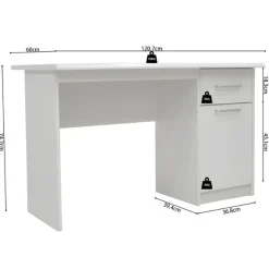 Milou Weißes Bureau 1 Schublade 1 Tür | H-75 x B-121 x T-60 cm