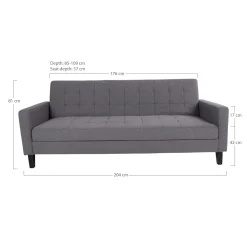 Milton Schlafsofa - 204x85x81cm - mit Stauraum - grau