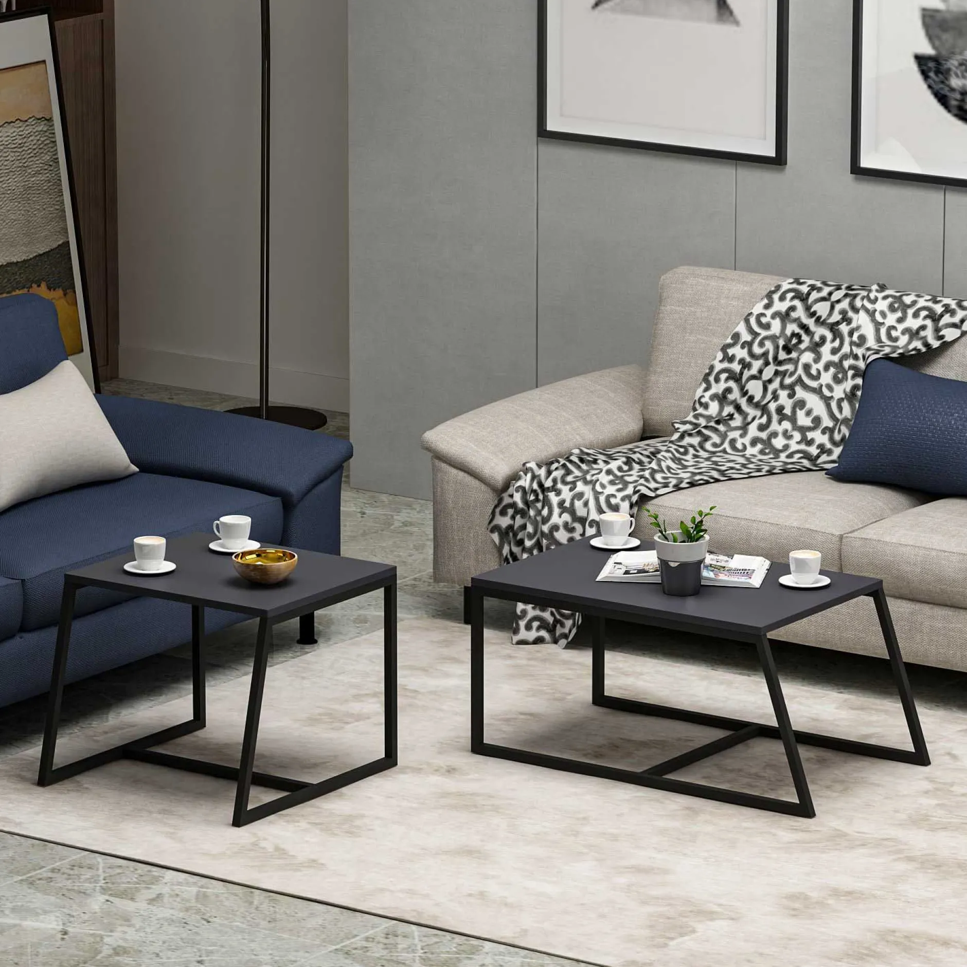 Minimal Couchtisch | 100 % MELAMIN | Anthrazit