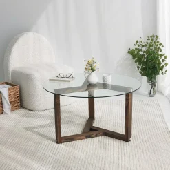 Miro Couchtisch | GEHÄRTETES GLAS | Walnuss