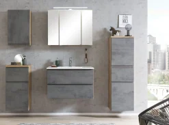 Mittelgroßer Säulenschrank Varese | 40 x 35 x 130 cm | Betonfarbenes Design