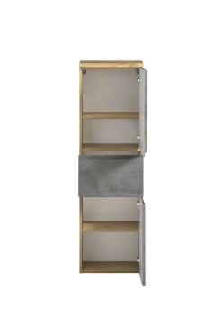 Mittelgroßer Säulenschrank Varese | 40 x 35 x 130 cm | Betonfarbenes Design