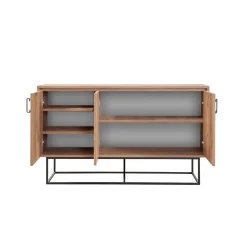 18mm Sapphire Mehrzweckschrank | 100% Melamin | Griffe, Beine | 140x80x40cm | Wandmontage | Atlantic Pine Schwarz