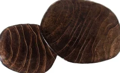 Moderne Eclipse Glas Couchtische Set/2 - Antik Kupfer