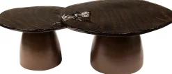 Moderne Eclipse Glas Couchtische Set/2 - Antik Kupfer