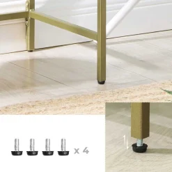 Moderne Konsole Tisch, 3-Tier gehärtetem Glas Sofa Tisch mit Metallrahmen für Flur Wohnzimmer Schlafzimmer, Gold Farbe