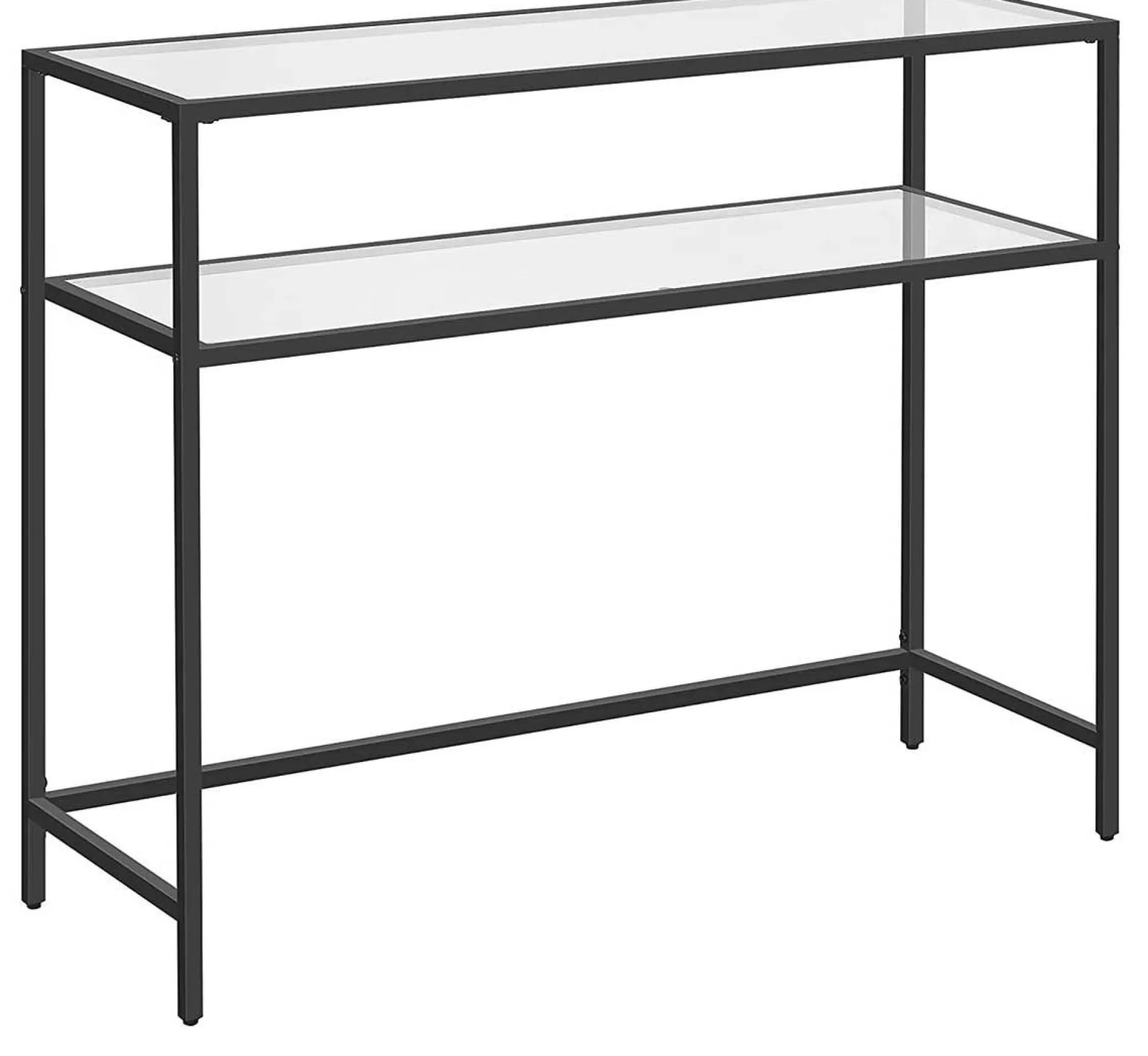 Moderner Konsolentisch mit Stahlgestell und Ablagen aus gehärtetem Glas, für Wohnzimmer/Flur