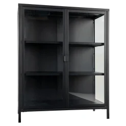 Moderner schwarzer Vitrinenschrank mit Glastüren