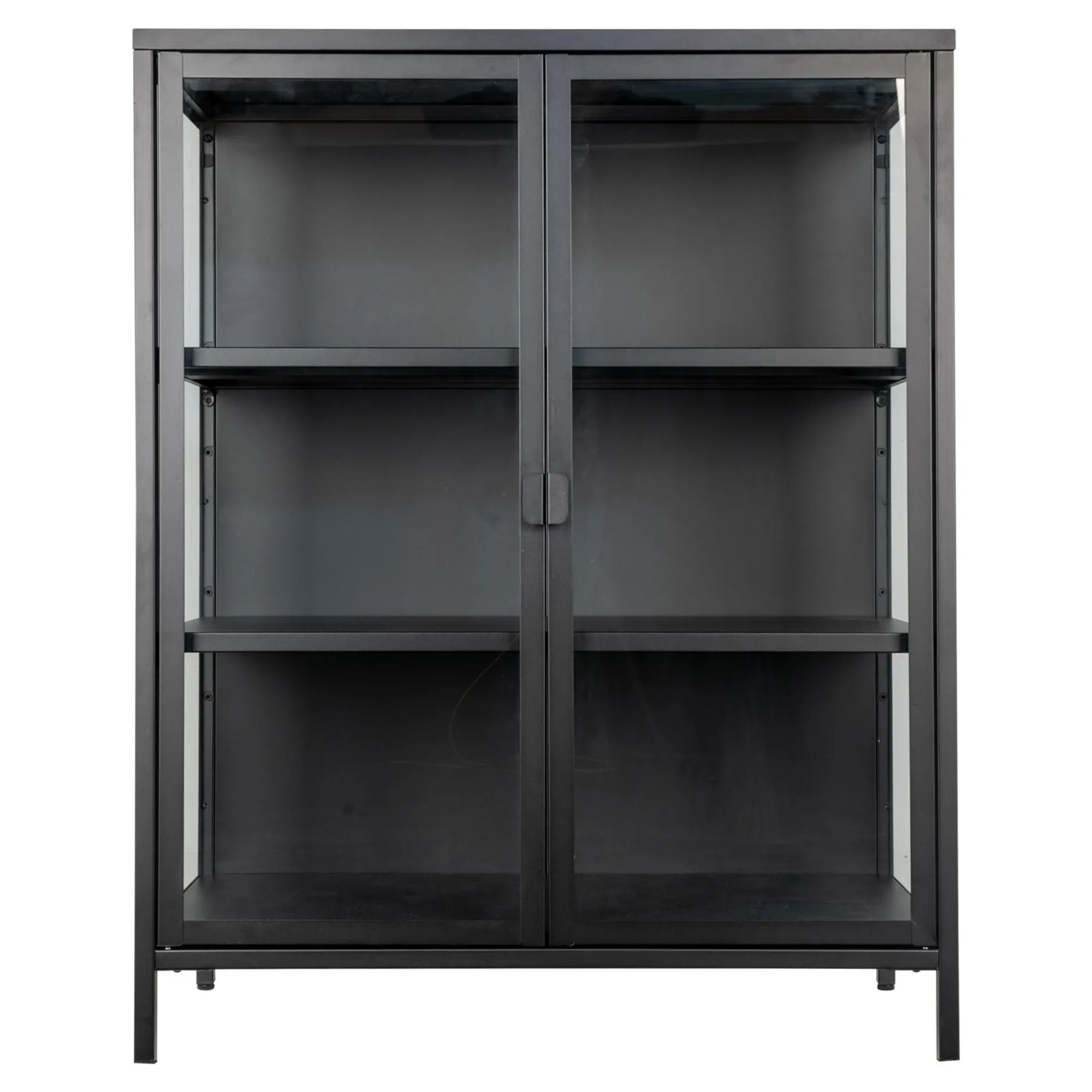 Moderner schwarzer Vitrinenschrank mit Glastüren
