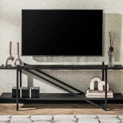 Moderner TV-Schrank 140cm grau mit MDF-Fachböden
