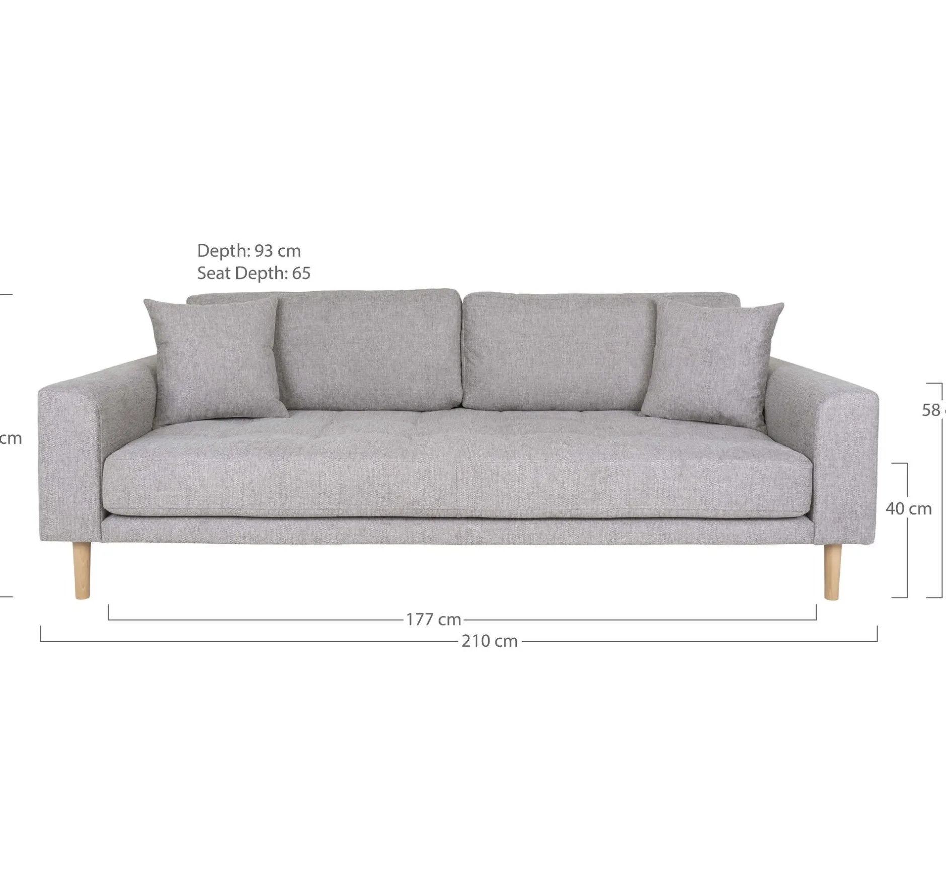 Modernes Lido 3-Sitzer Sofa - Hellgrau